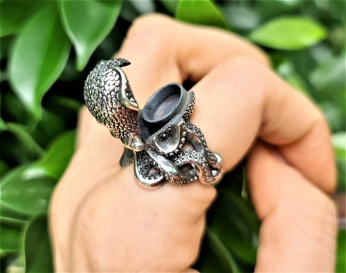 Octopus locket ring 925 - locket,