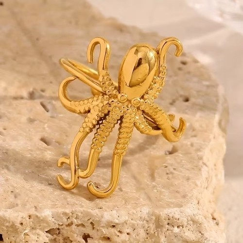 18k gold plated octopus - octopus, ring